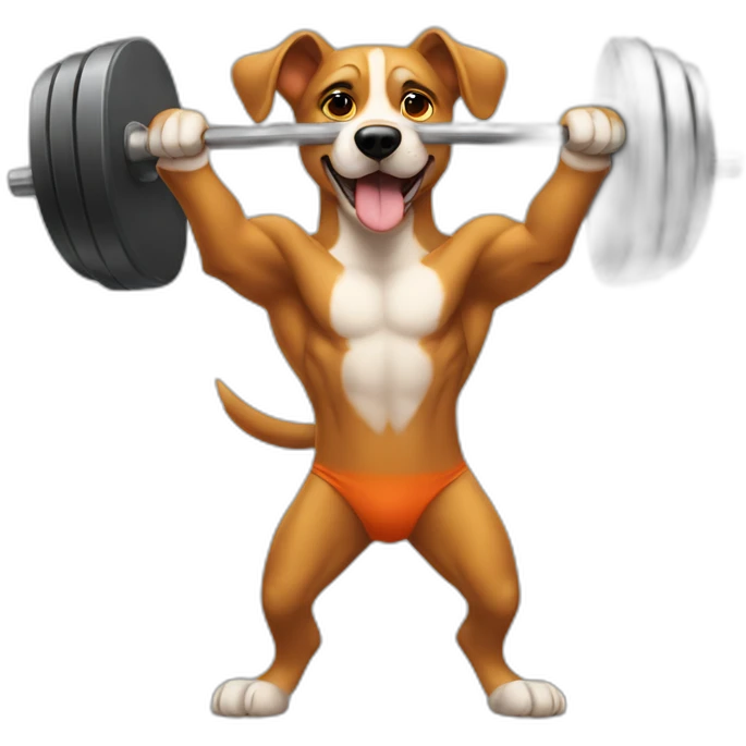 A dog lifting a barbell emoji