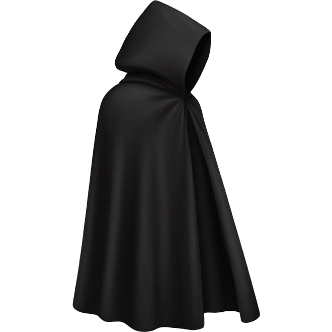 Pointy black hood, black cloak emoji