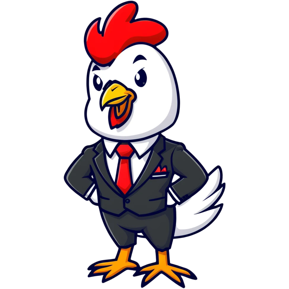 business rooster wearing suit and tie emoji