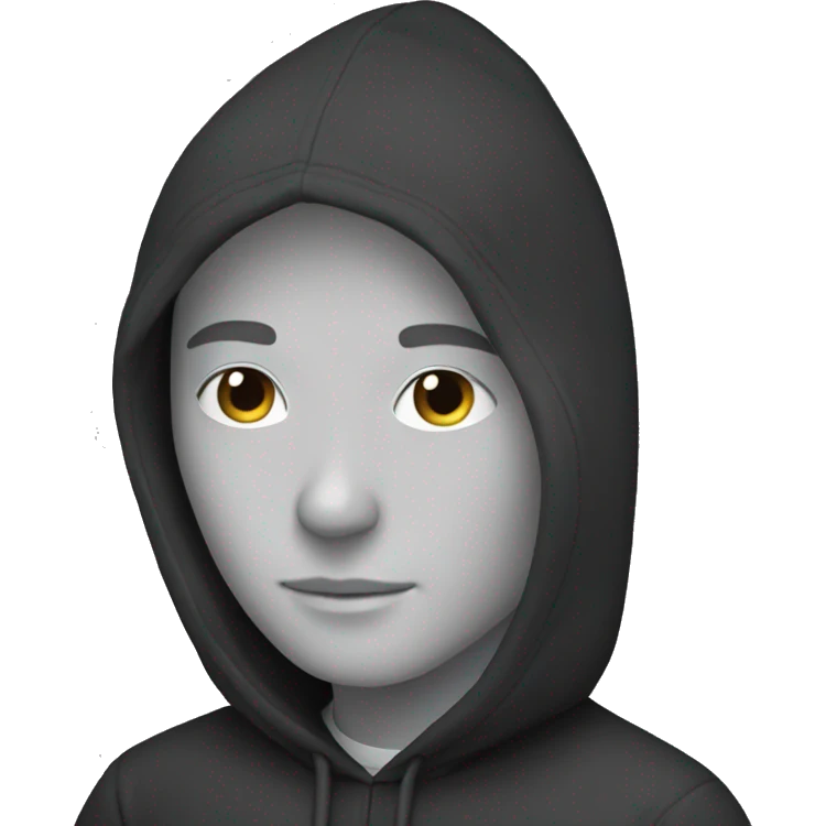 A white person who works as a programmer wears a black hoodie emoji