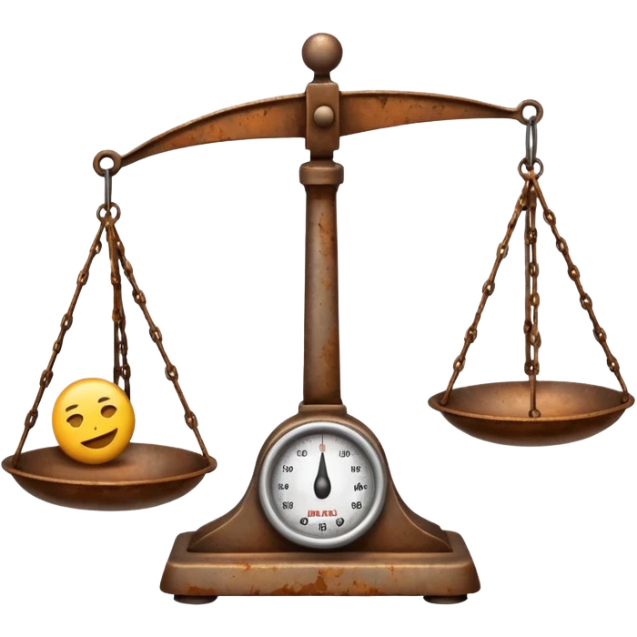 An emoji in ios style of an unbalanced old scale emoji