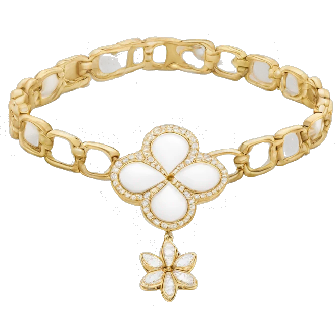 A van cleef white alahambra gold bracelet  emoji
