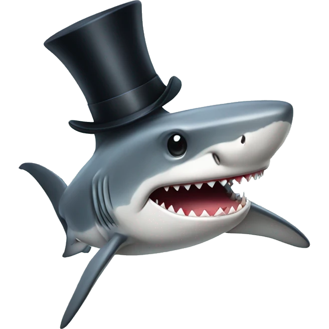 Shark with a top hat emoji