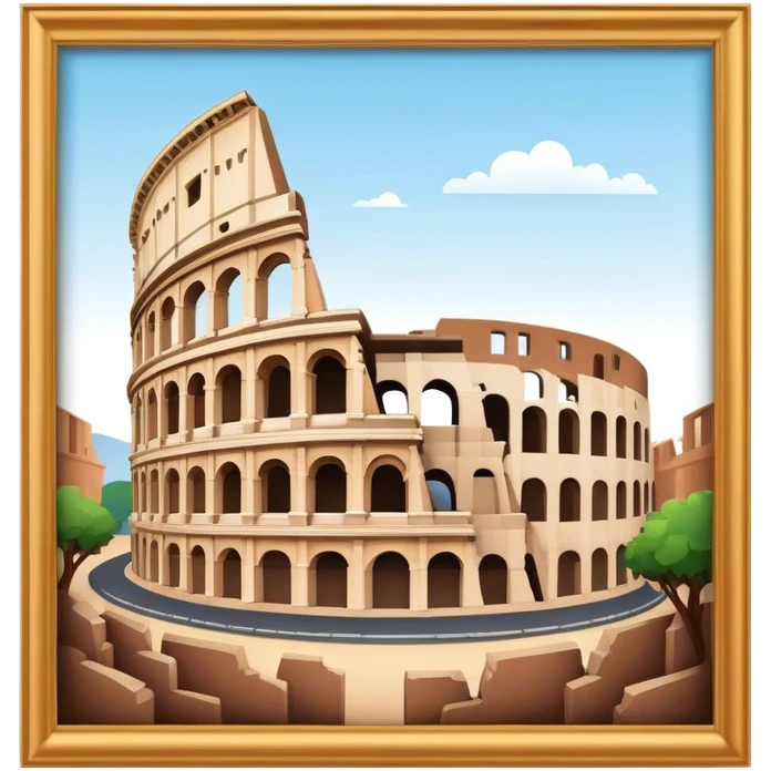 Cinematic Realistic Colosseum Landmark Emoji, depicted as the ancient Roman amphitheater rendered with dramatic architectural detail and dynamic lighting. emoji
