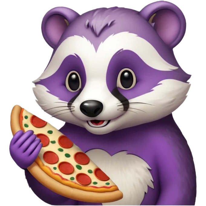 badger eating pizza purple and white emoji