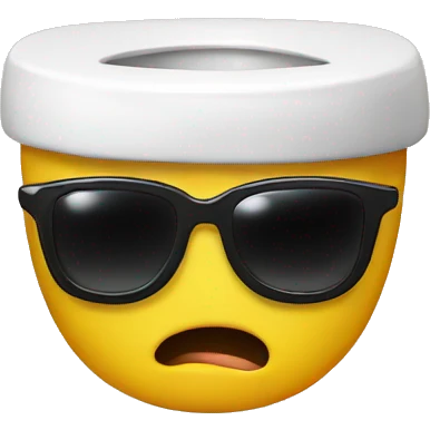 Toilet with sunglasses and a mouth emoji