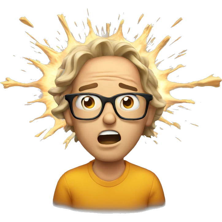 exploding head surprised guy wearing glasses emoji