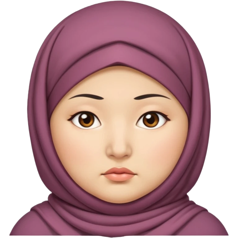 ASIAN WOMAN WITH HIJAB, CHUBBY, SERIOUS FACE emoji