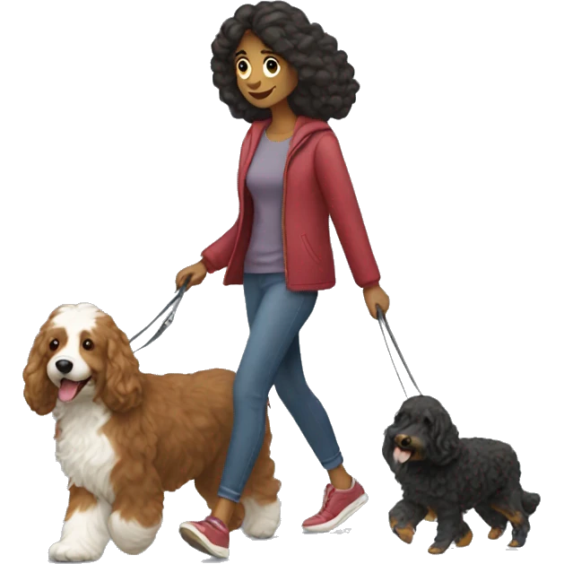 woman walking a bernedoodle emoji