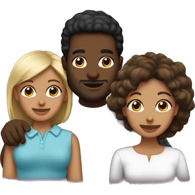 Pareja de pelo negro hombre y mujer con un bebé rubio  emoji