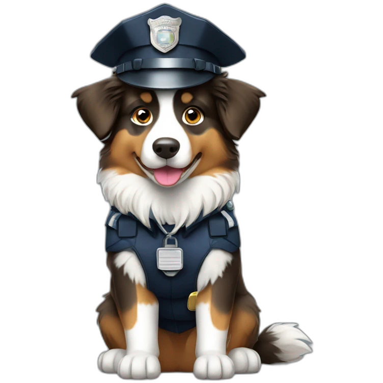 australian Shepherd in Police Uniform sitting emoji