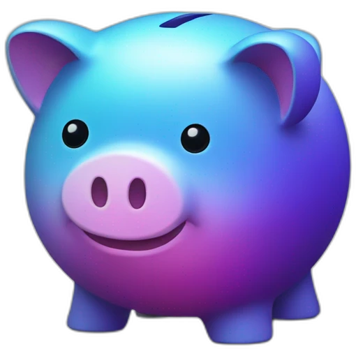 blue piggy bank with gradient emoji
