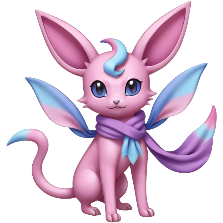 Shiny Cool Sparkly Cute Espeon-Sylveon-Nidorino-Fakemon-hybrid-fusion with a scarf full body emoji