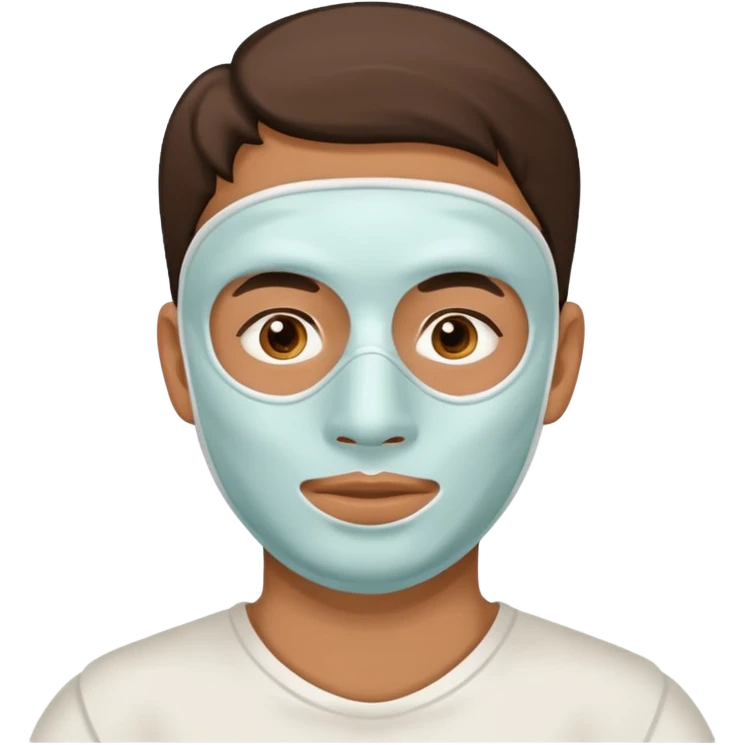 man with white clay face mask emoji