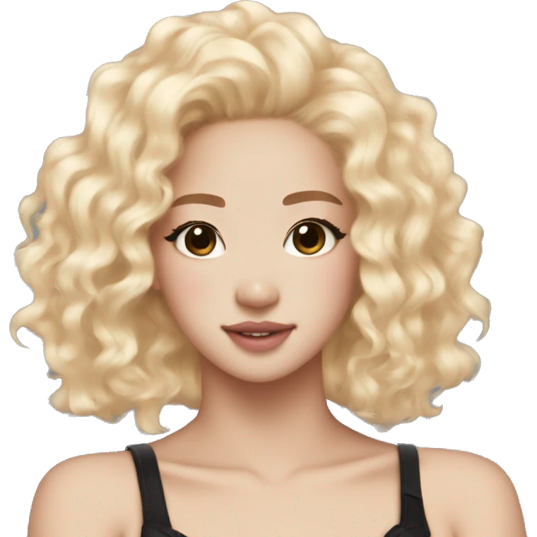 rose of blackpink blonde short curly hair emoji