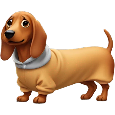 Sausage dog wearing a hoodie emoji