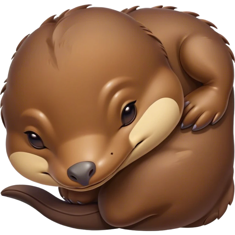 Meme-Worthy Cute Sleeping Platypus Portrait Emoji, Head resting peacefully with a contented smile, showcasing a unique, streamlined build and a luxuriously soft brown fur, eyes shut in a serene, restful float, Simplified yet hilariously adorable features, highly detailed, glowing with a soft, drowsy light, high shine, relaxed and utterly lovable, stylized with an air of playful laziness, bright and heartwarming, soft glowing outline, capturing the essence of a comically sleepy platypus, so meme‐worthy it feels like it could instantly become the next viral sensation of adorable slumber! emoji