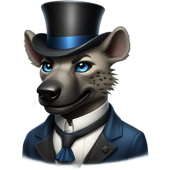 Male, muscular, hyena, smoking pipe, top hat, fancy, high class, blue eyes emoji