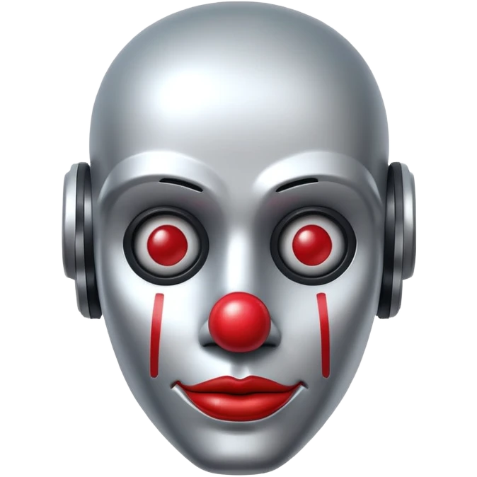 robot with clown makeup and red nose emoji