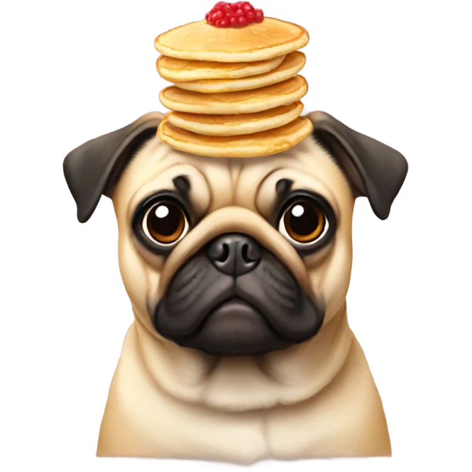 A pug with pancakes on its head emoji