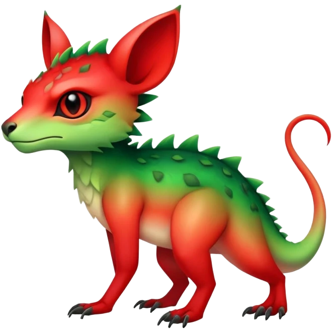Cool Edgy Green-Red-gradient badass colorful vibrant Fionbri-Vernid-Trico-animal-creature full bodyd emoji