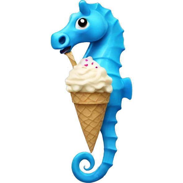 Blue sea horse eating ice cream emoji