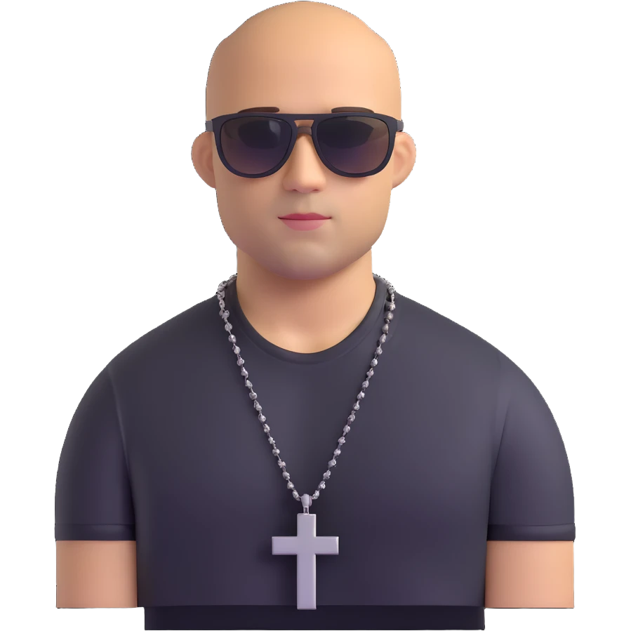 Dominic Toretto from Fast and Furious with sunglasses and cross necklace emoji