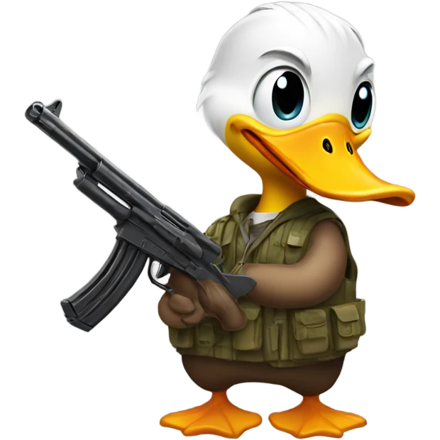 Duck holding a gun emoji