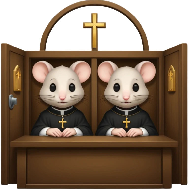 A catholic rat in a confession booth with a priest emoji