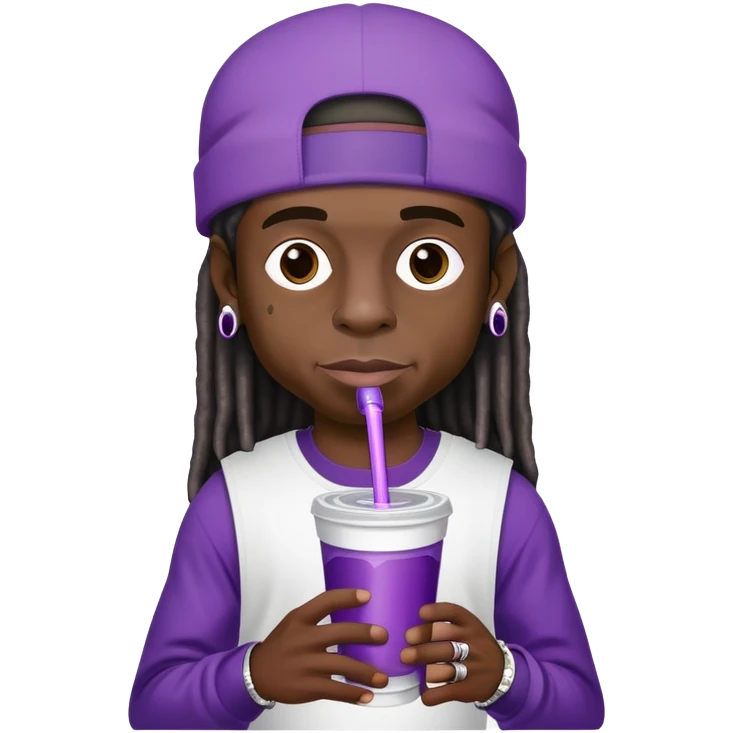 lil wayne holding a double styrofoam cup with purple drink inside emoji