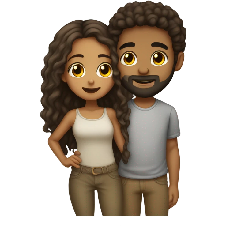 Lightskin bearded boy kissing Brownskin girl emoji