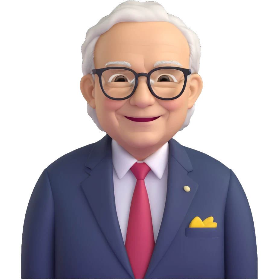 Warren Buffett, smiling, glasses, suit emoji