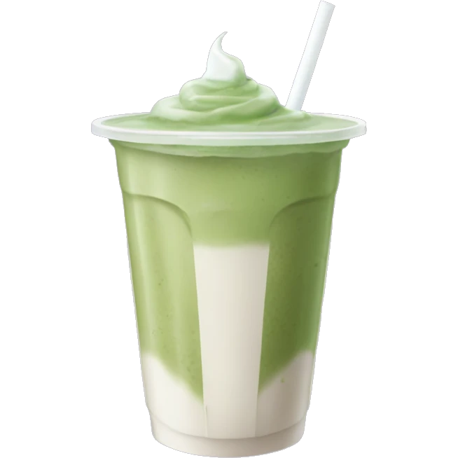 Iced matcha latte in a plastic cup with a straw, NO whipped cream emoji