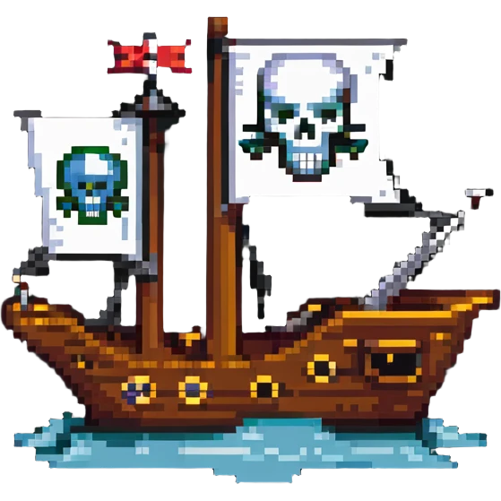 pirate ship with skull flag emoji