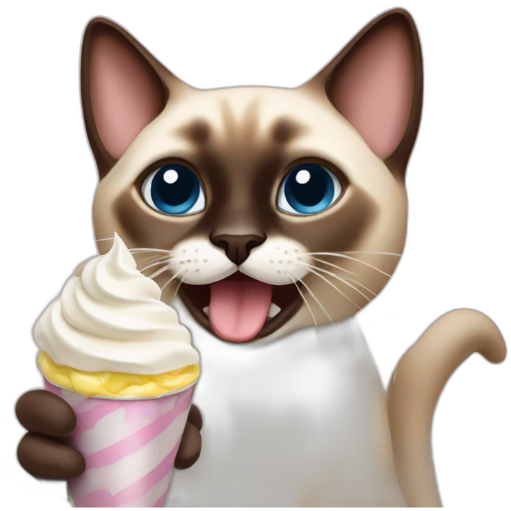 A Siamese cat eating whipped cream emoji