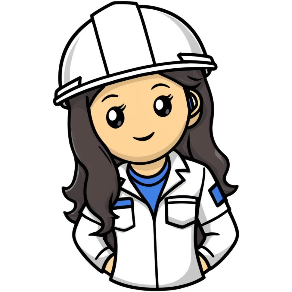 Female engineer with white safety helmet and long hair emoji