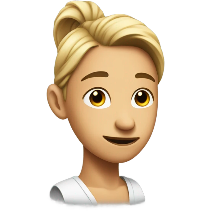 side profile big nose round black circle for blush large eyes and a pony tale black  emoji