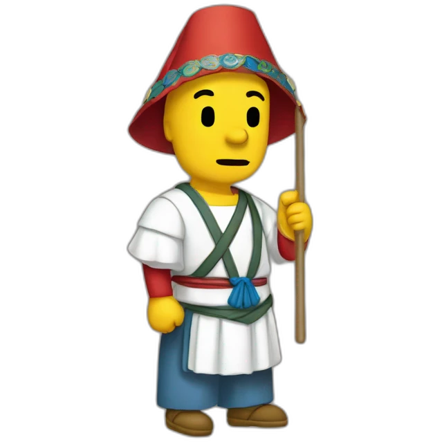 homero con bandera de  china emoji