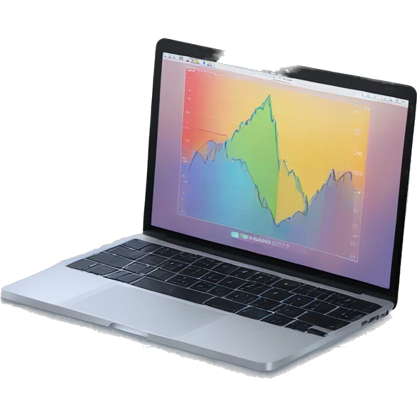 macbook with stock chart on market website emoji