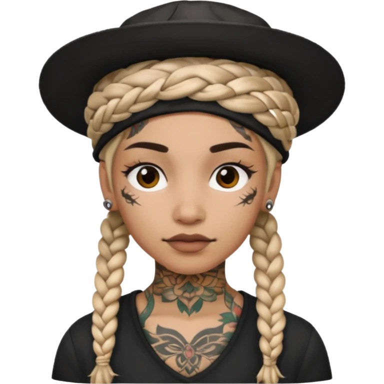 braided and tattoedbraided with lots lots lots of face tattooes and a hat emoji