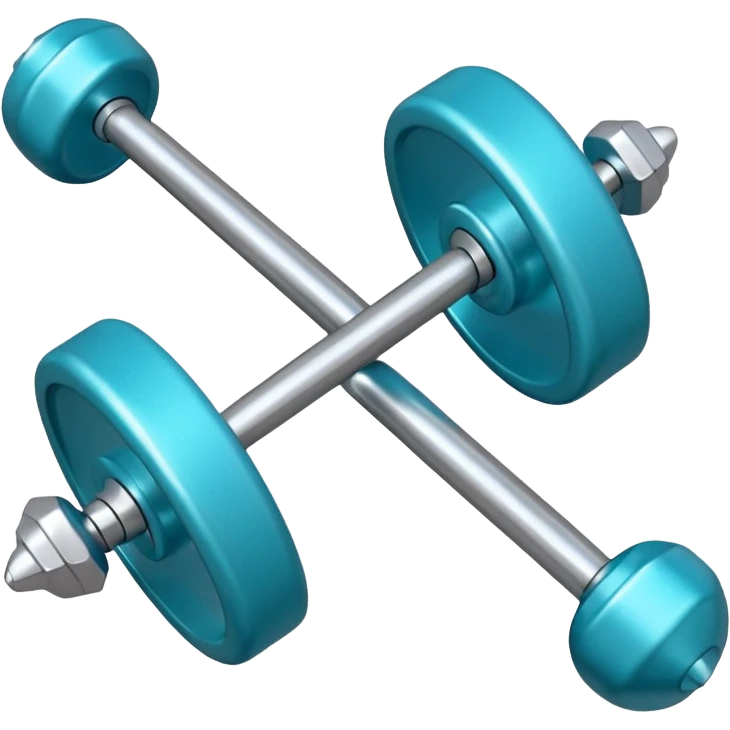 a tiny turquoise-blue barbell emoji