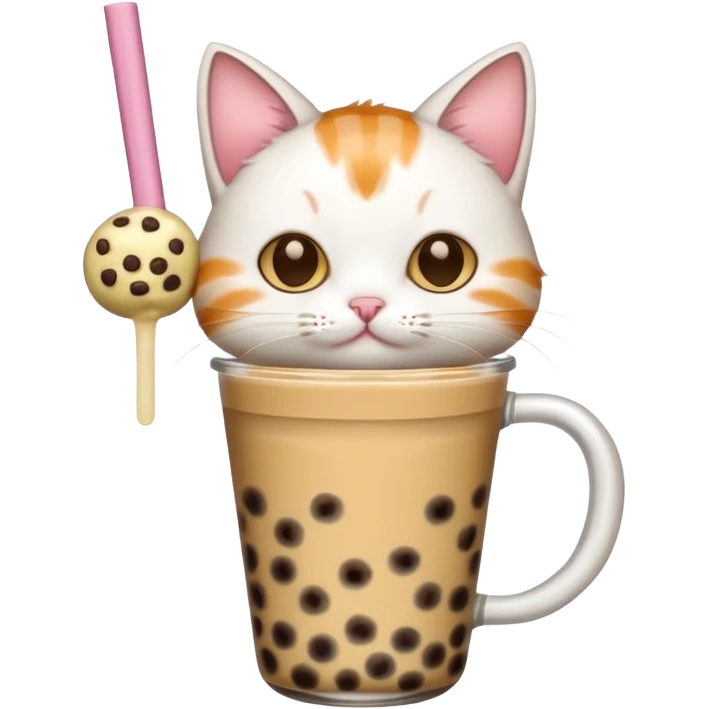 a cat with boba tea emoji