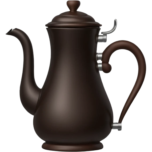 It’s got that round, bulbous base at the bottom, a curved handle on one side, and a slender neck that flares out a bit at the top. It’s all black, really smooth, and has that traditional Ethiopian coffee pot vibe emoji