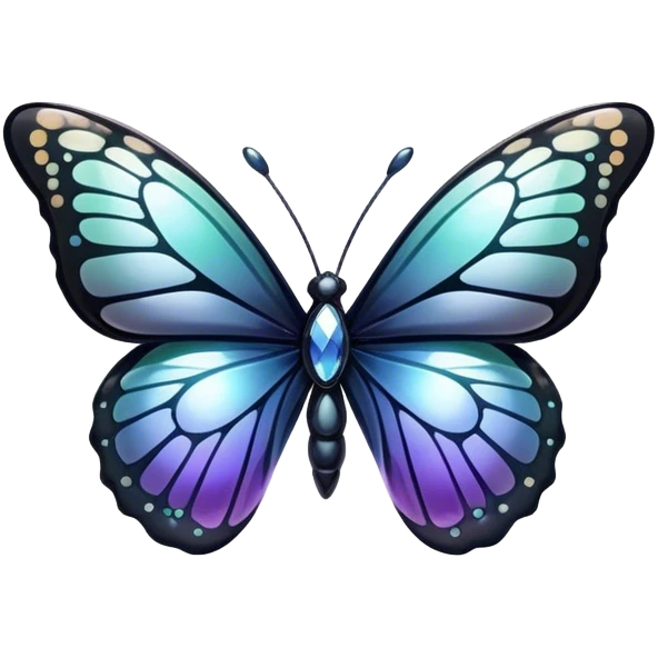 Glossy shiny iridescent gradient Obsidian glass crystal butterfly emoji