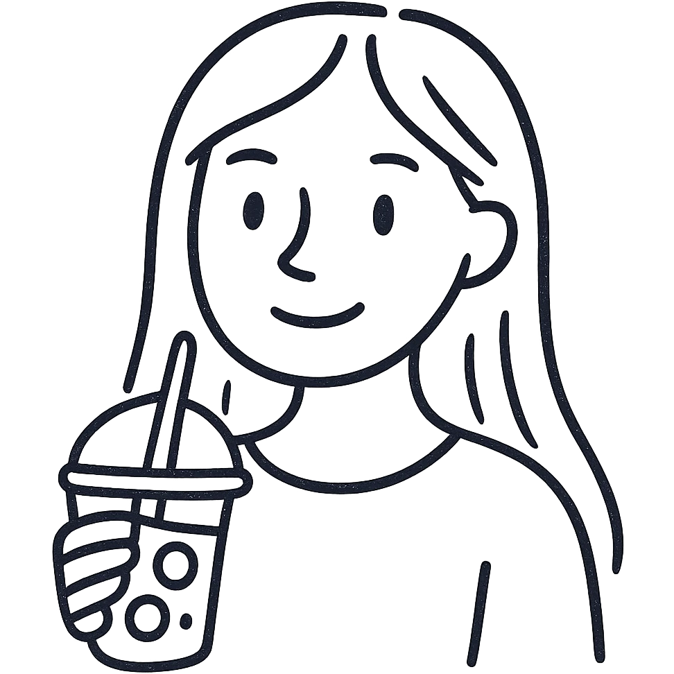 Make her hair longer, keep hand-drawn style, with no background. emoji