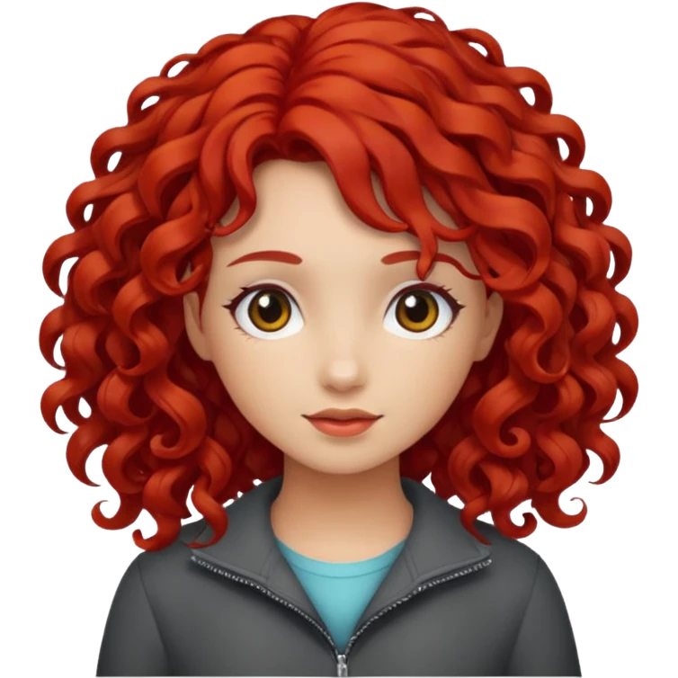 girl red hair curly emoji