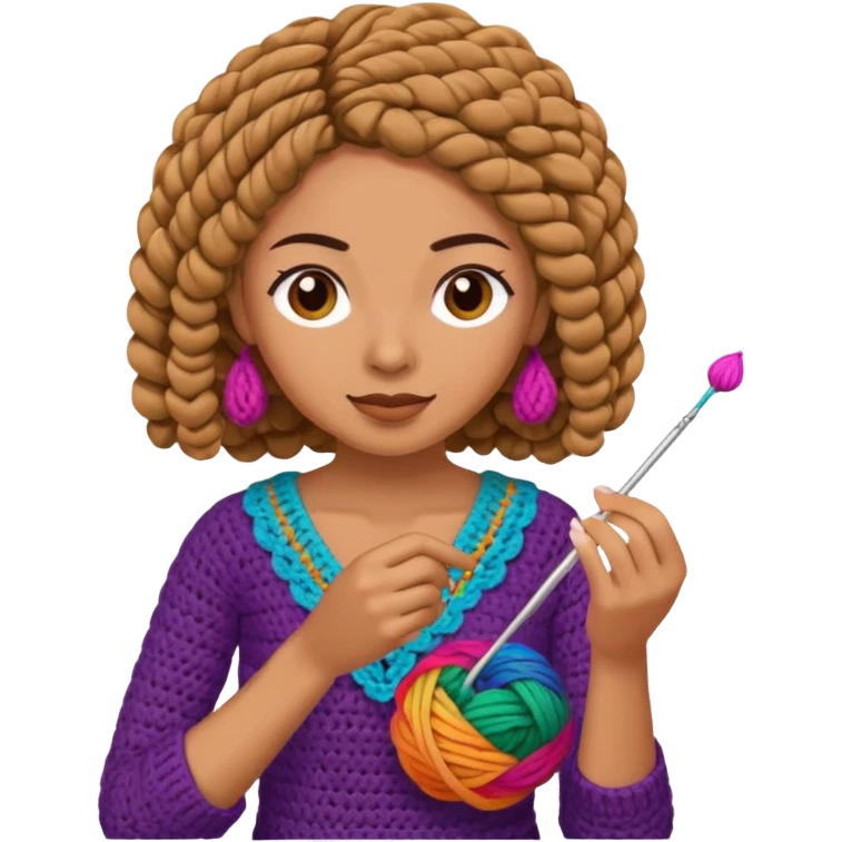 Pegatinas de Mujer tejiendo crochet  emoji