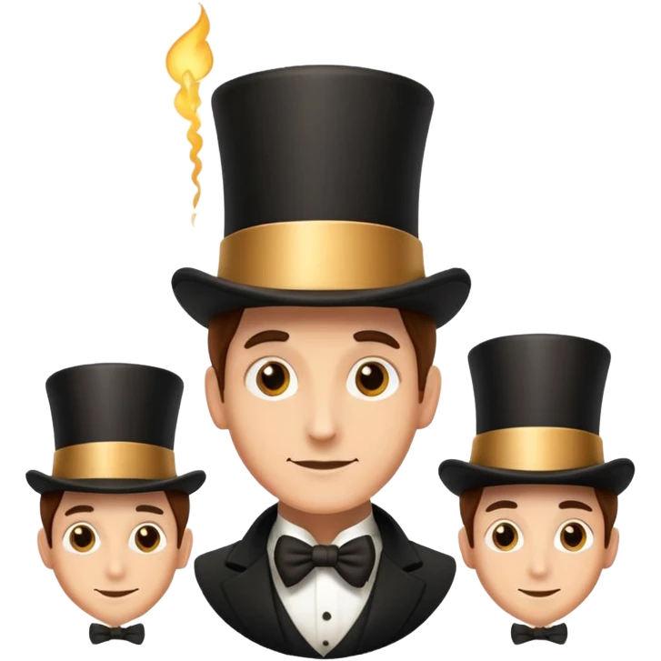 man wearing three magic top hats emoji