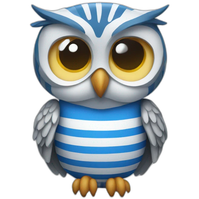 Owl wearing blue and white striped shirt emoji
