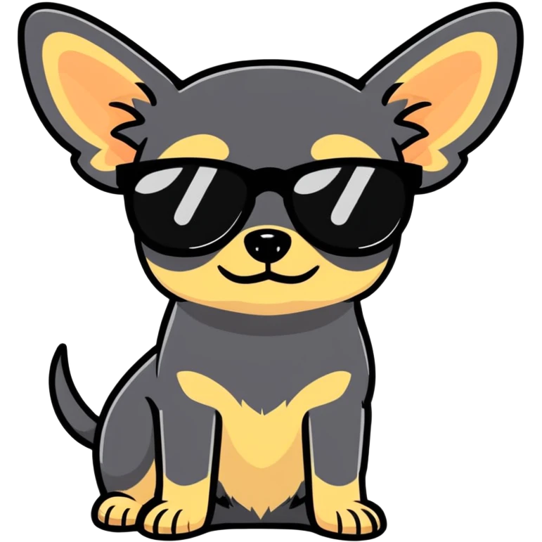 Black chihuahua in a black sunglasses emoji